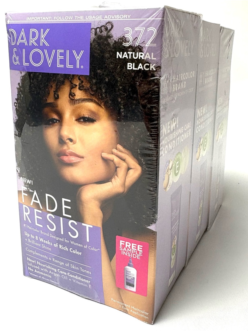 Fade Resist Permanent Hair Color - Natural Black (372) 3 pack Sealed